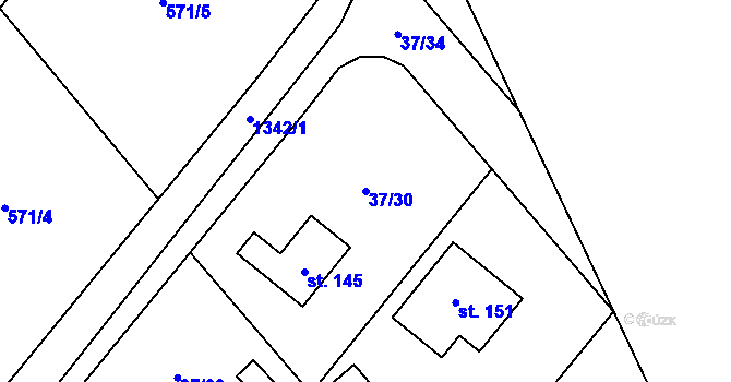 Parcela st. 37/30 v KÚ Kvasejovice, Katastrální mapa