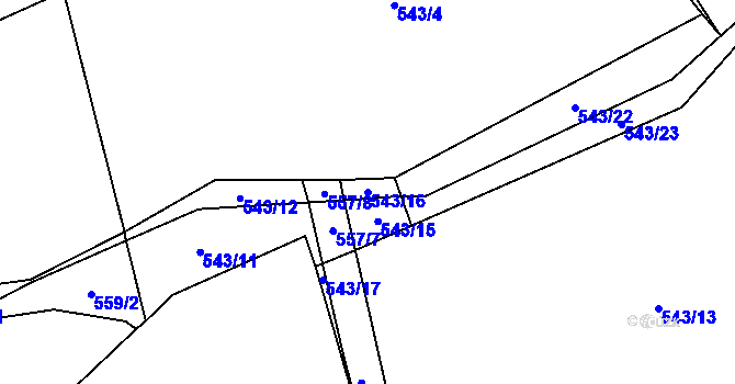 Parcela st. 543/16 v KÚ Kvasejovice, Katastrální mapa
