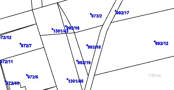 Parcela st. 992/18 v KÚ Kvasejovice, Katastrální mapa
