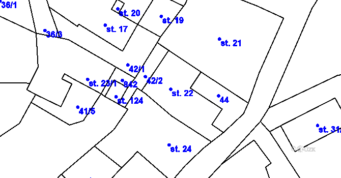 Parcela st. 22 v KÚ Měšetice, Katastrální mapa