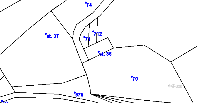 Parcela st. 36 v KÚ Měšetice, Katastrální mapa