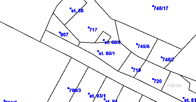 Parcela st. 60/1 v KÚ Měšetice, Katastrální mapa