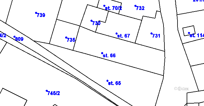 Parcela st. 66 v KÚ Měšetice, Katastrální mapa