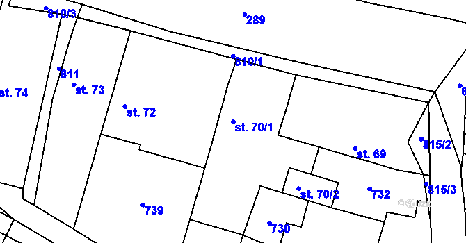 Parcela st. 70/1 v KÚ Měšetice, Katastrální mapa