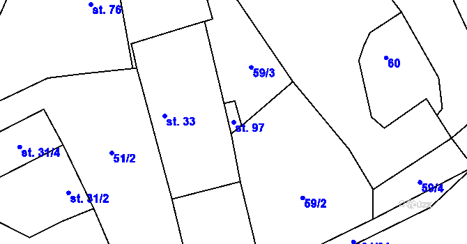 Parcela st. 97 v KÚ Měšetice, Katastrální mapa