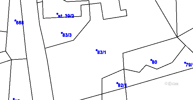 Parcela st. 83/1 v KÚ Měšetice, Katastrální mapa