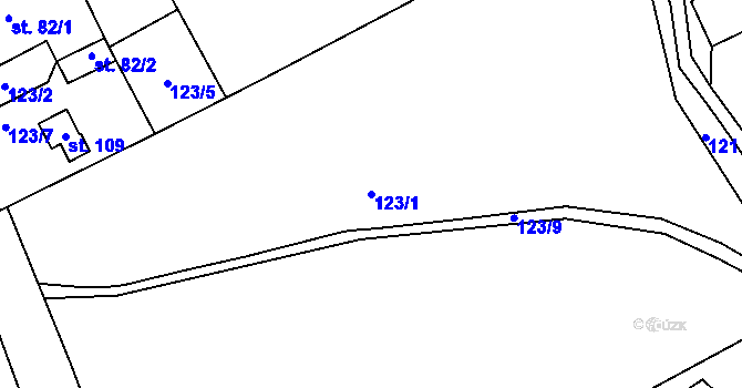 Parcela st. 123/1 v KÚ Měšetice, Katastrální mapa