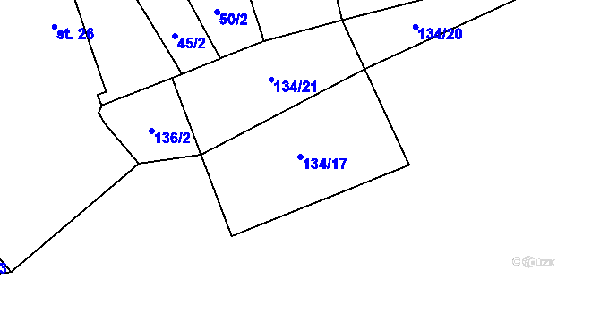 Parcela st. 134/17 v KÚ Měšetice, Katastrální mapa