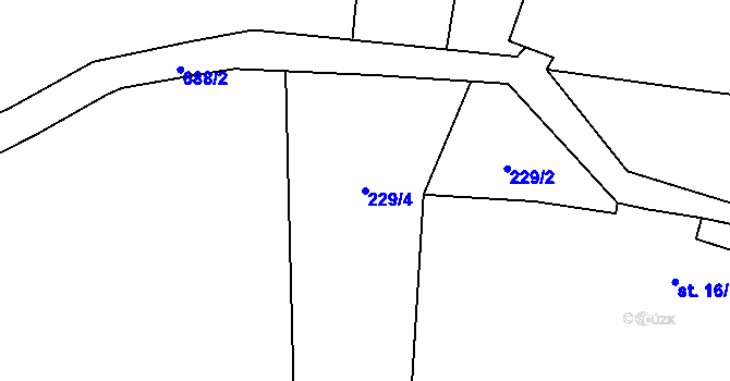 Parcela st. 229/4 v KÚ Měšetice, Katastrální mapa