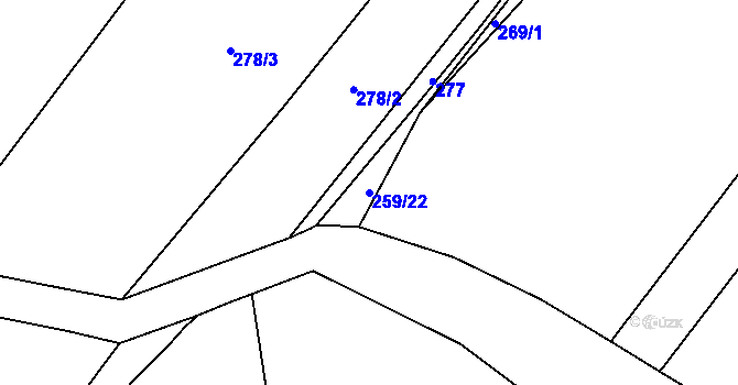Parcela st. 259/22 v KÚ Měšetice, Katastrální mapa