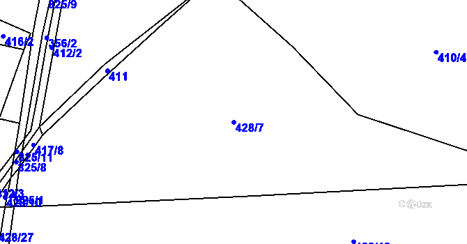 Parcela st. 428/7 v KÚ Měšetice, Katastrální mapa