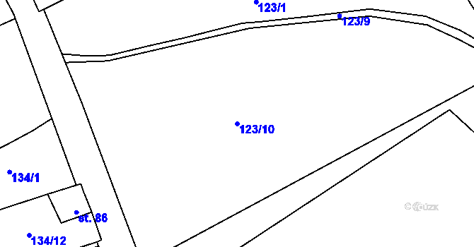 Parcela st. 123/10 v KÚ Měšetice, Katastrální mapa