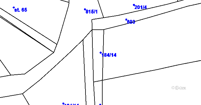 Parcela st. 184/14 v KÚ Měšetice, Katastrální mapa