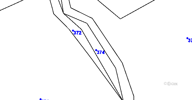 Parcela st. 374 v KÚ Měšetice, Katastrální mapa