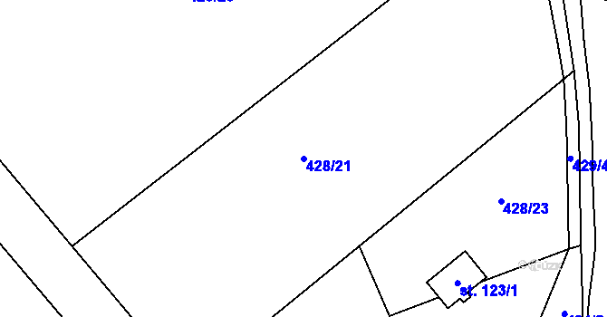 Parcela st. 428/21 v KÚ Měšetice, Katastrální mapa
