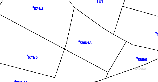 Parcela st. 585/18 v KÚ Měšetice, Katastrální mapa