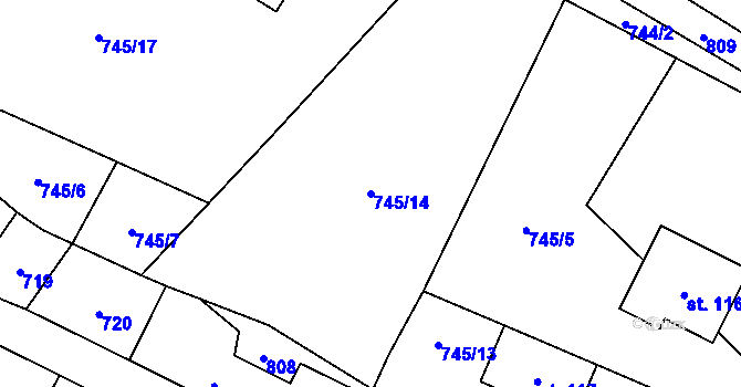 Parcela st. 745/14 v KÚ Měšetice, Katastrální mapa