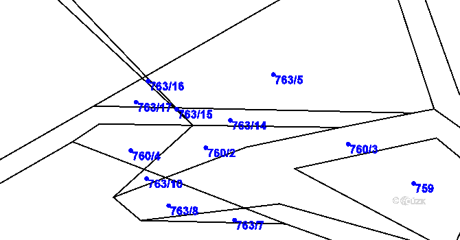 Parcela st. 763/14 v KÚ Měšetice, Katastrální mapa