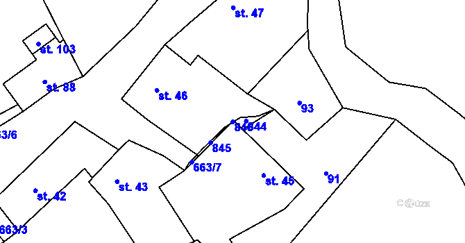 Parcela st. 846 v KÚ Měšetice, Katastrální mapa
