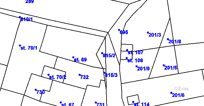Parcela st. 815/2 v KÚ Měšetice, Katastrální mapa