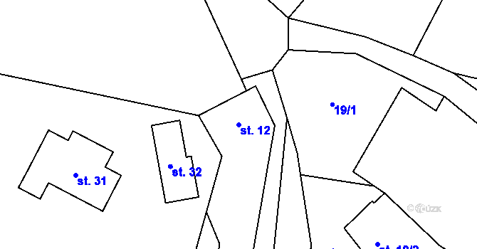 Parcela st. 12 v KÚ Veletín, Katastrální mapa