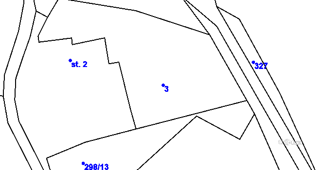 Parcela st. 3 v KÚ Veletín, Katastrální mapa