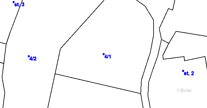 Parcela st. 4/1 v KÚ Veletín, Katastrální mapa