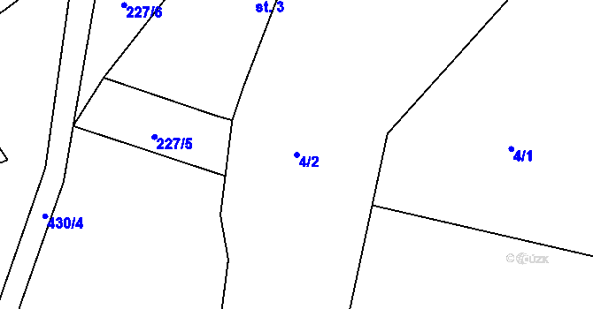 Parcela st. 4/2 v KÚ Veletín, Katastrální mapa