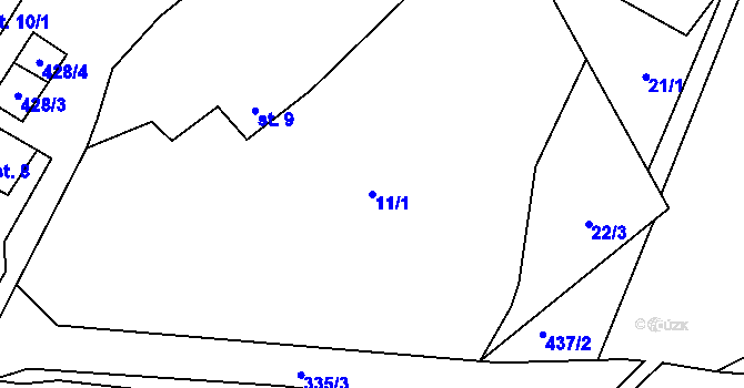Parcela st. 11/1 v KÚ Veletín, Katastrální mapa