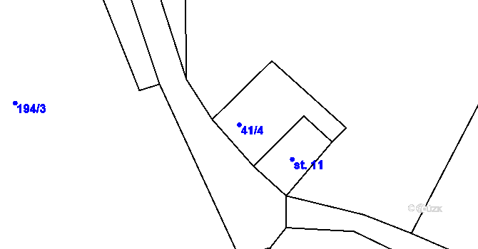Parcela st. 41/4 v KÚ Veletín, Katastrální mapa
