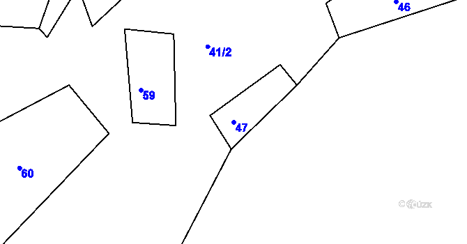 Parcela st. 47 v KÚ Veletín, Katastrální mapa