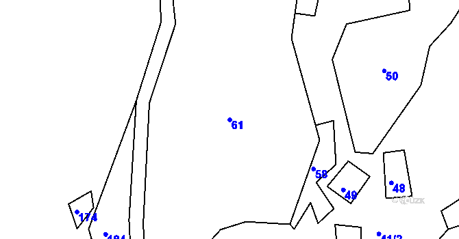 Parcela st. 61 v KÚ Veletín, Katastrální mapa