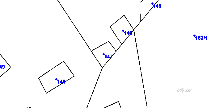 Parcela st. 147 v KÚ Veletín, Katastrální mapa