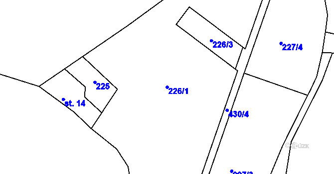 Parcela st. 226/1 v KÚ Veletín, Katastrální mapa
