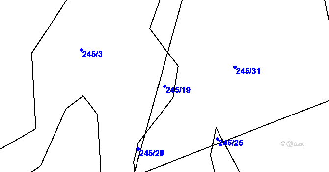 Parcela st. 245/19 v KÚ Veletín, Katastrální mapa