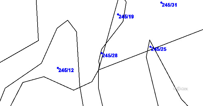 Parcela st. 245/28 v KÚ Veletín, Katastrální mapa