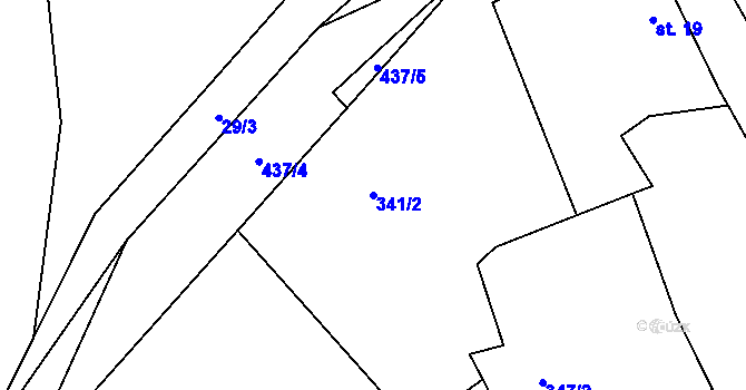 Parcela st. 341/2 v KÚ Veletín, Katastrální mapa