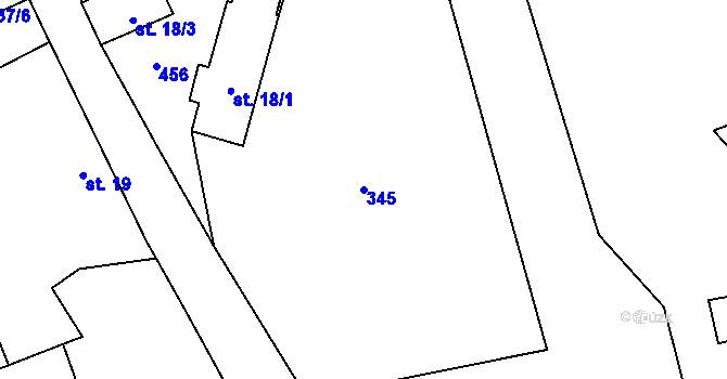 Parcela st. 345 v KÚ Veletín, Katastrální mapa