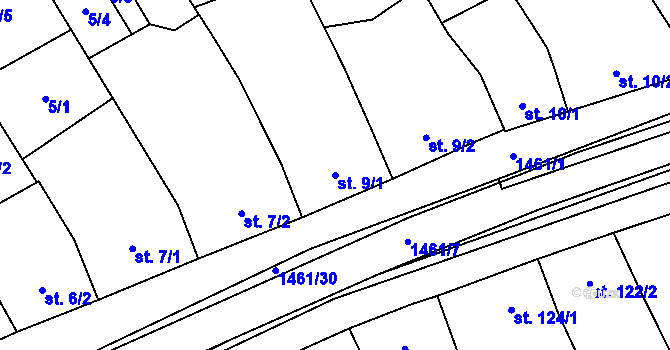 Parcela st. 9/1 v KÚ Kvasice, Katastrální mapa