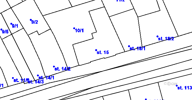 Parcela st. 15 v KÚ Kvasice, Katastrální mapa