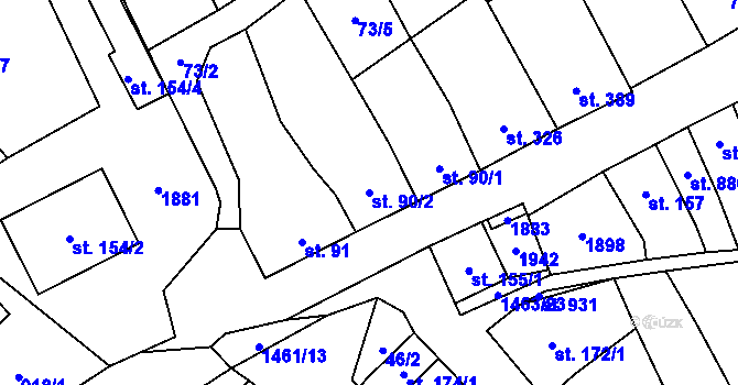 Parcela st. 90/2 v KÚ Kvasice, Katastrální mapa