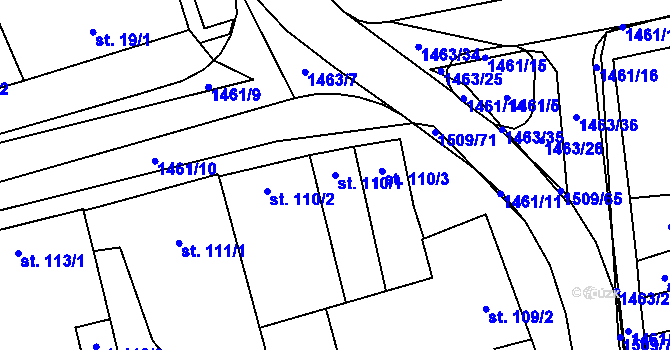 Parcela st. 110/1 v KÚ Kvasice, Katastrální mapa