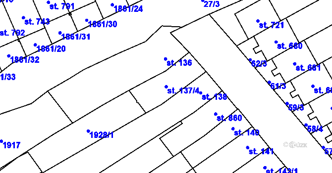 Parcela st. 137/4 v KÚ Kvasice, Katastrální mapa