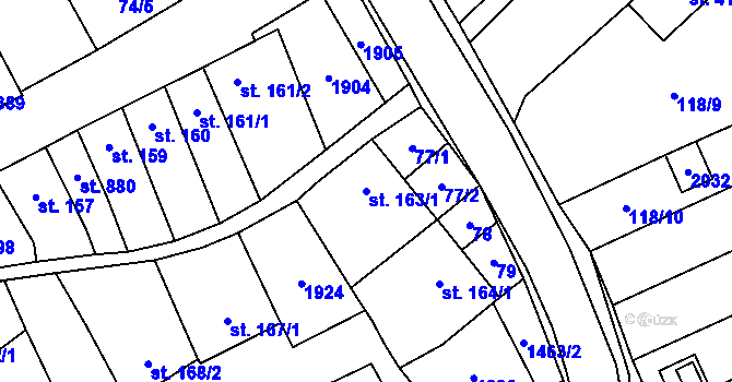 Parcela st. 163/1 v KÚ Kvasice, Katastrální mapa
