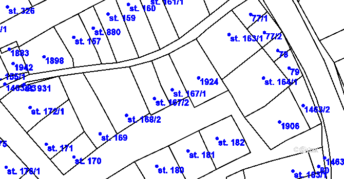 Parcela st. 167/1 v KÚ Kvasice, Katastrální mapa