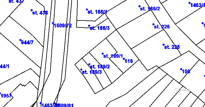 Parcela st. 189/1 v KÚ Kvasice, Katastrální mapa