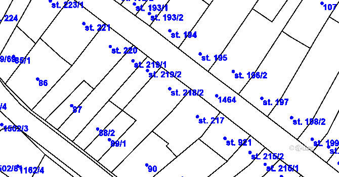 Parcela st. 218/2 v KÚ Kvasice, Katastrální mapa