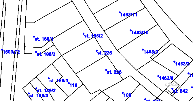 Parcela st. 226 v KÚ Kvasice, Katastrální mapa