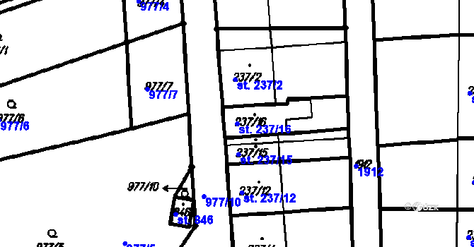 Parcela st. 237/16 v KÚ Kvasice, Katastrální mapa
