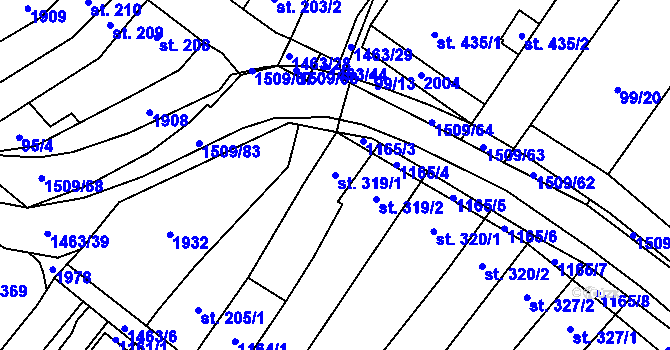 Parcela st. 319/1 v KÚ Kvasice, Katastrální mapa